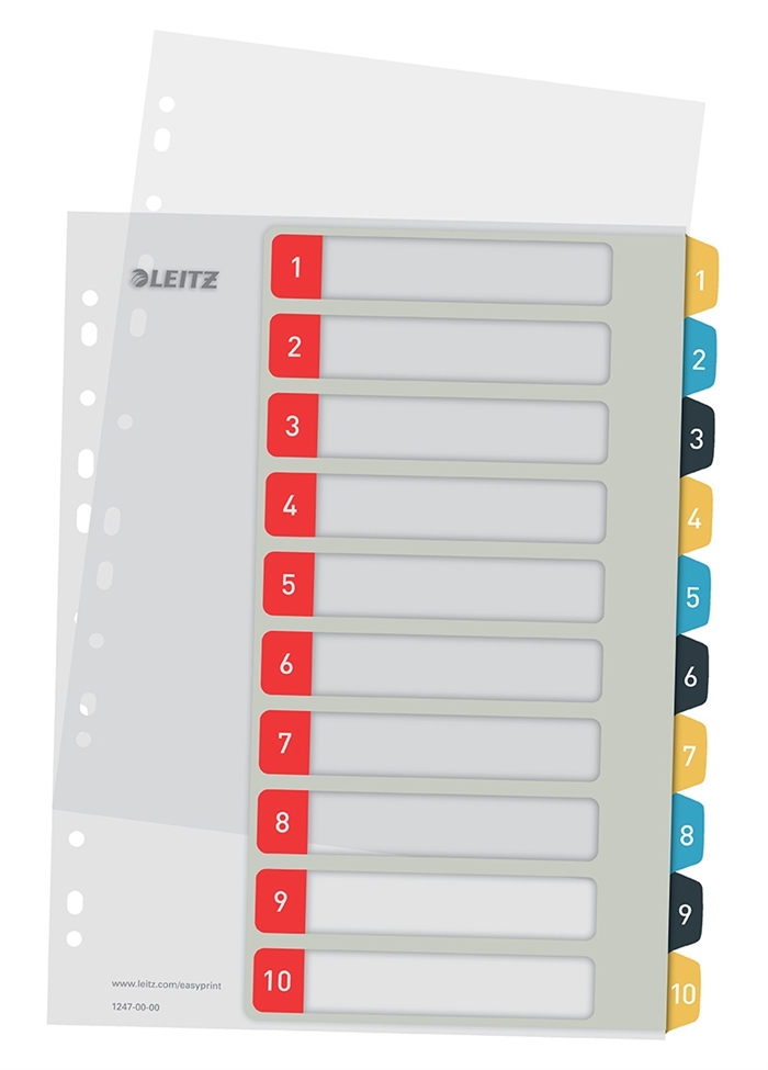 Leitz Register printbar PP A4+ 1-10 Cosy farver