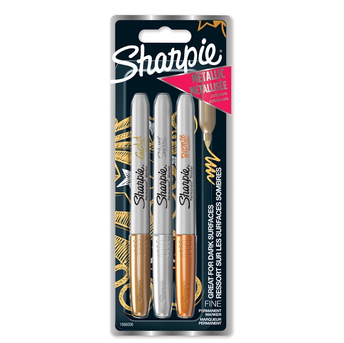 Sharpie Marker Metallic 1,4mm ass Guld/Søl/Bronze (3)