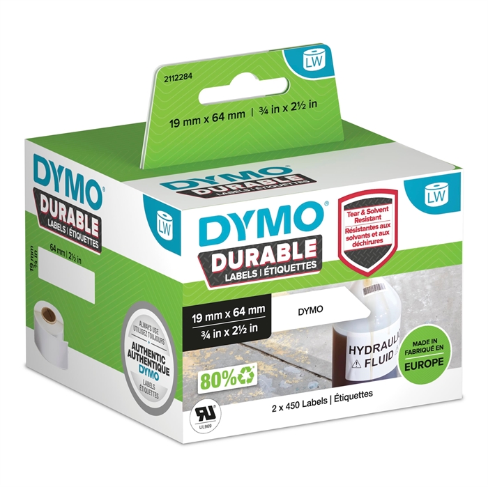 Dymo LabelWriter Durable barcode label 19 mm  x  64 mm 2 rolls