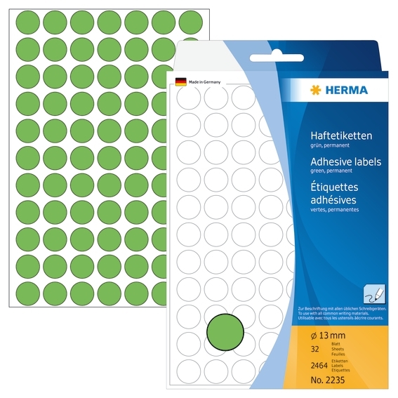 HERMA etiket manuel ø13 grøn mm, 2464 stk. 