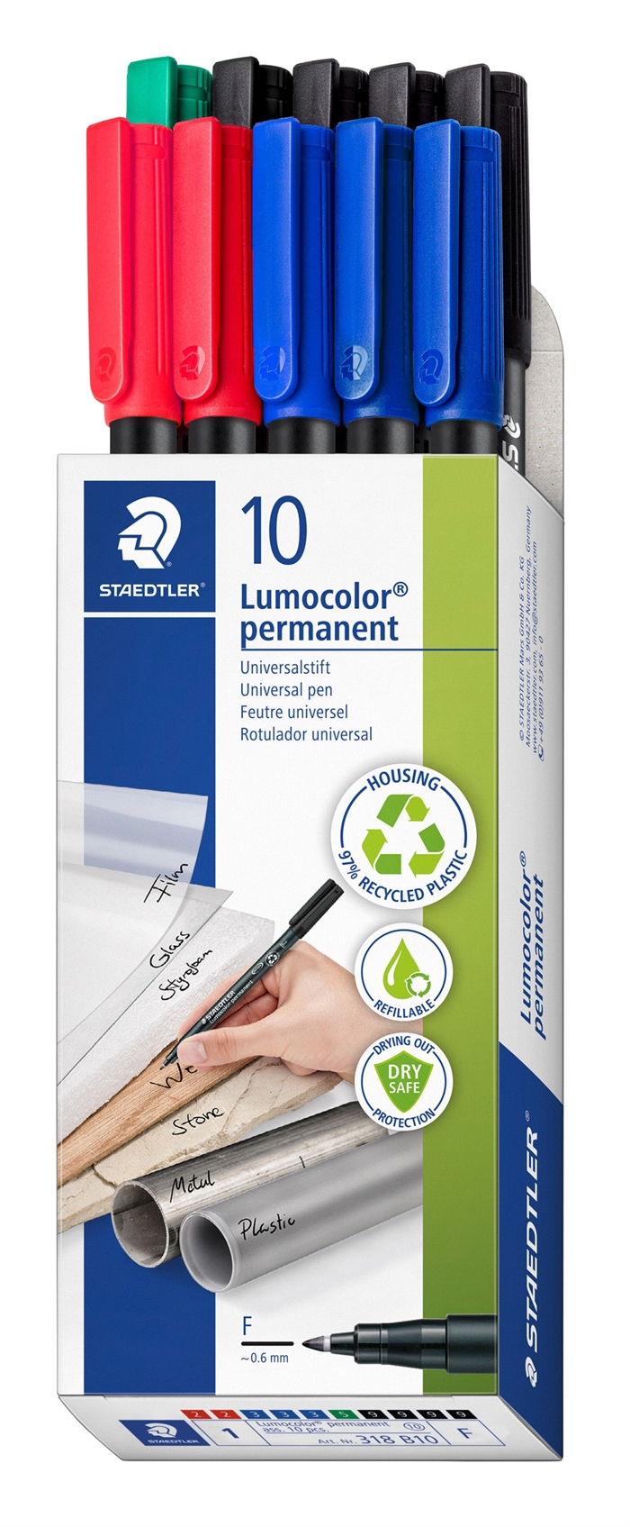 Staedtler Marker Lumocolor Perm 0,6mm ass (10)