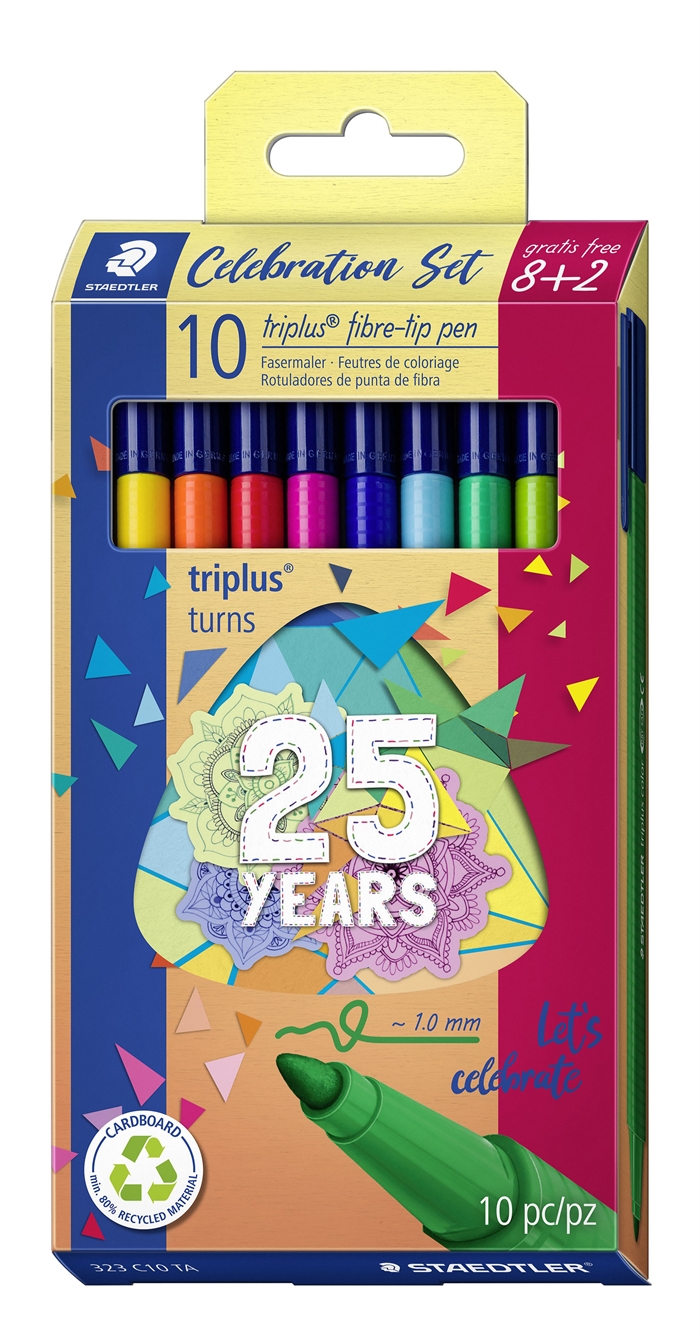 Staedtler Fiberpen Triplus Color 1,0 25 år ass (8+2)