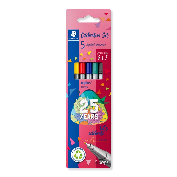 Staedtler Fineliner Triplus 0,3mm 25 år ass (4+1)