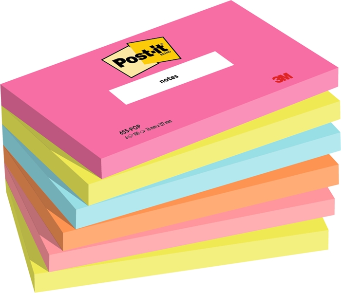 3M Post-it Poptimistic 76 x 127 mm, 100 ark - 6 pack