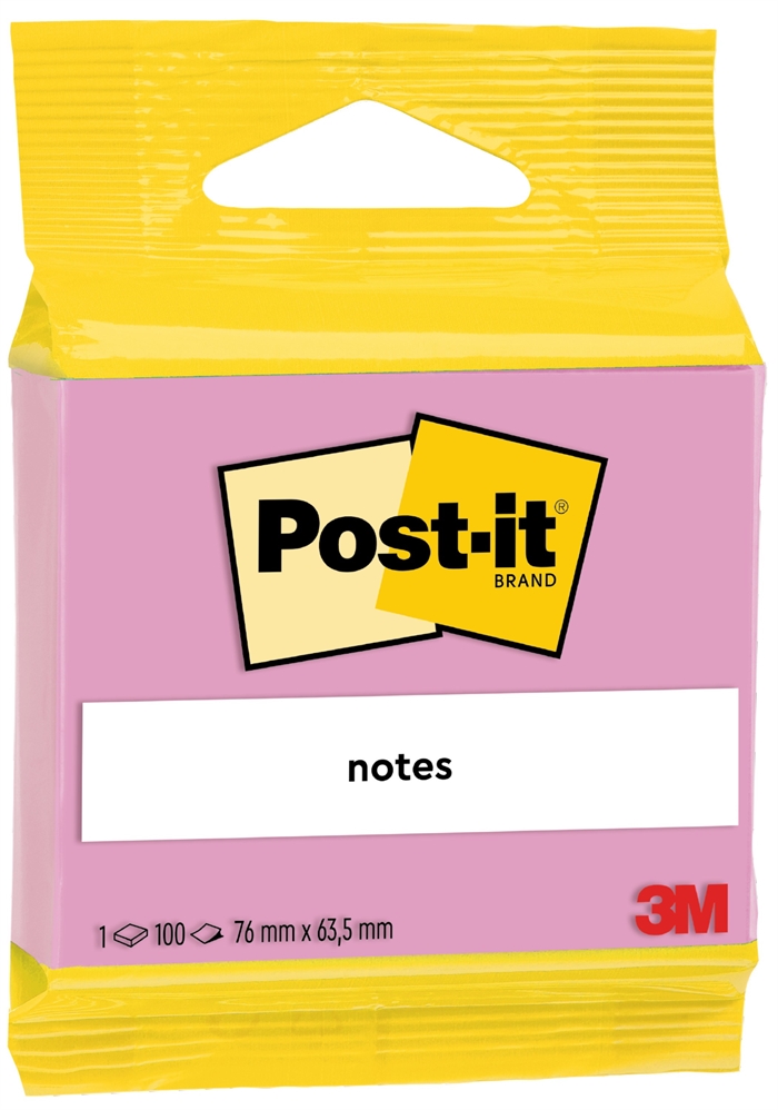 3M Post-it pink 63,5 x 76 mm, 100 ark