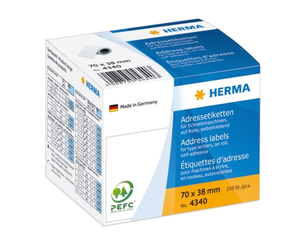 HERMA etiket på rulle adresse 70 x 38 mm, 250 stk. 