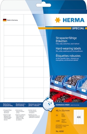 HERMA etiket film ekstra stærk 48,3 x 25,4 mat mm, 1100 stk. 