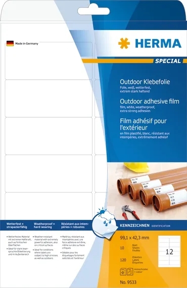 HERMA etiket film ekstra stærk 99,1 x 42,3 mm, 120 stk. 