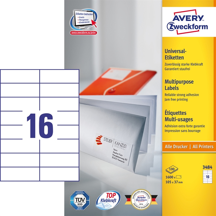 Avery ILC universal etiket 105 x 37 mm, 1600 stk. 