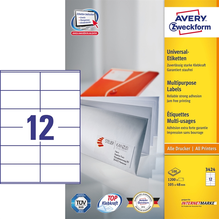 Avery ILC universal etiket 105 x 48 mm, 1200 stk. 