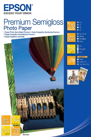 Epson A4 Premium Semigloss Photo Paper 251 g/m², 20 ark