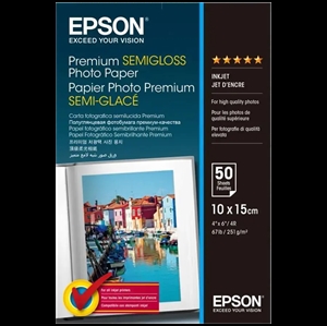 Epson Premium Semi-Gloss Photo Paper - 10x15cm - 50 ark