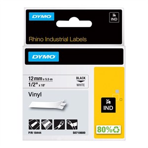 Tape Rhino 12mm x 5,5m vinyl black/white