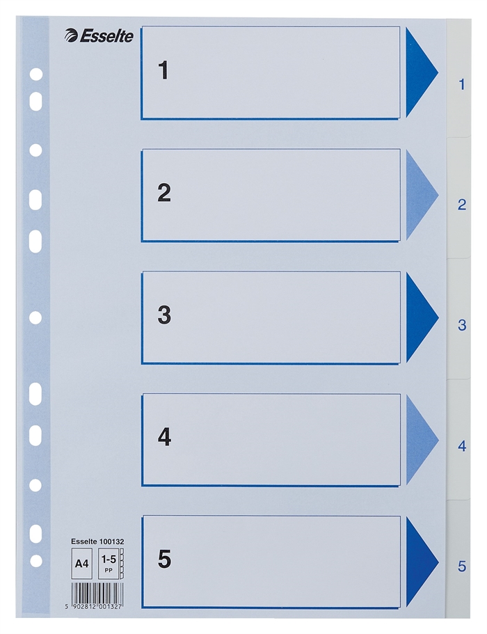 Esselte Register PP A4 1-5 hvid