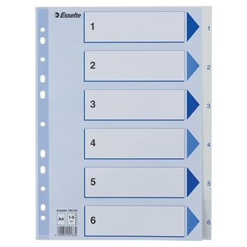 Esselte Register PP A4 1-6 hvid