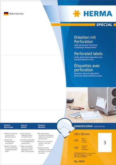 HERMA Premium labels 210 x 99 perf mm, 300 stk. 