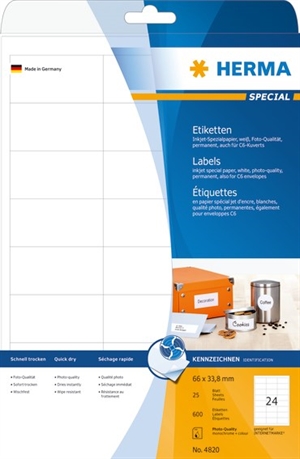 HERMA etiket Special Inkjet 66 x 33,8 mm, 600 stk. 