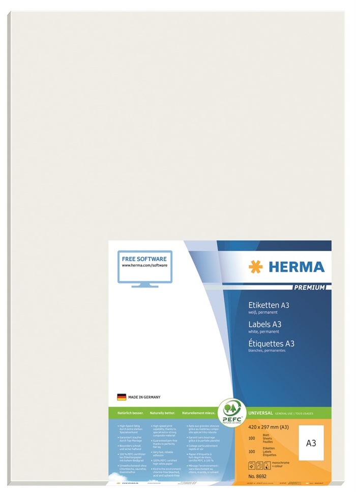 HERMA etiket Premium A3 100 420 x 297 mm, 100 stk. 