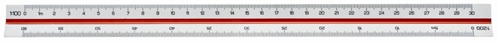 Linex trekantet målestok 312 30cm rød/grøn