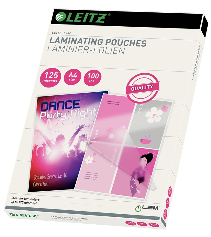 Leitz Lamineringslomme glans 125my A4 (100)