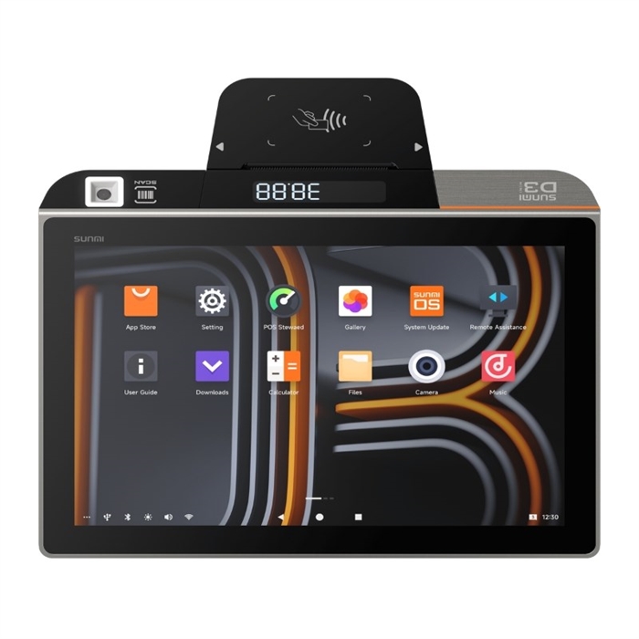 Sunmi D3 Mini - A13, QCM4325, 58 mm printer, 3G+32G, NFC, Wifi, 4G, Alphanumeric Display, 1MP Cam scanner, Internal battery, EU Adapter