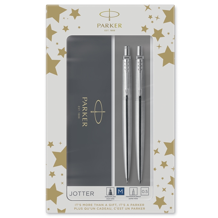 Parker Duosæt Jotter CT kuglepen+stiftblyant sølv.