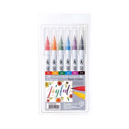 ZIG Clean Color Pensel Pen Sæt m. 6 stk