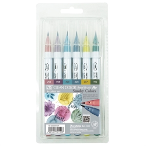 ZIG Clean Color Pensel Pen Sæt m. 6 stk Smokey colors