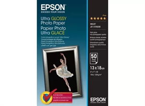 Epson Ultra Glossy Photo Paper 300 g/m²- 13x18cm - 50 ark